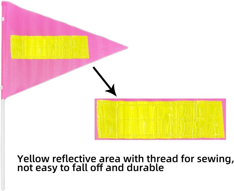 Acrebow Bike Safety Flag with Pole 2 Sets, 6-Foot Adjustable Height Sturdy Fiberglass Tear-Resistant Waterproof Pink Safety Flag (PINK) - Image 3